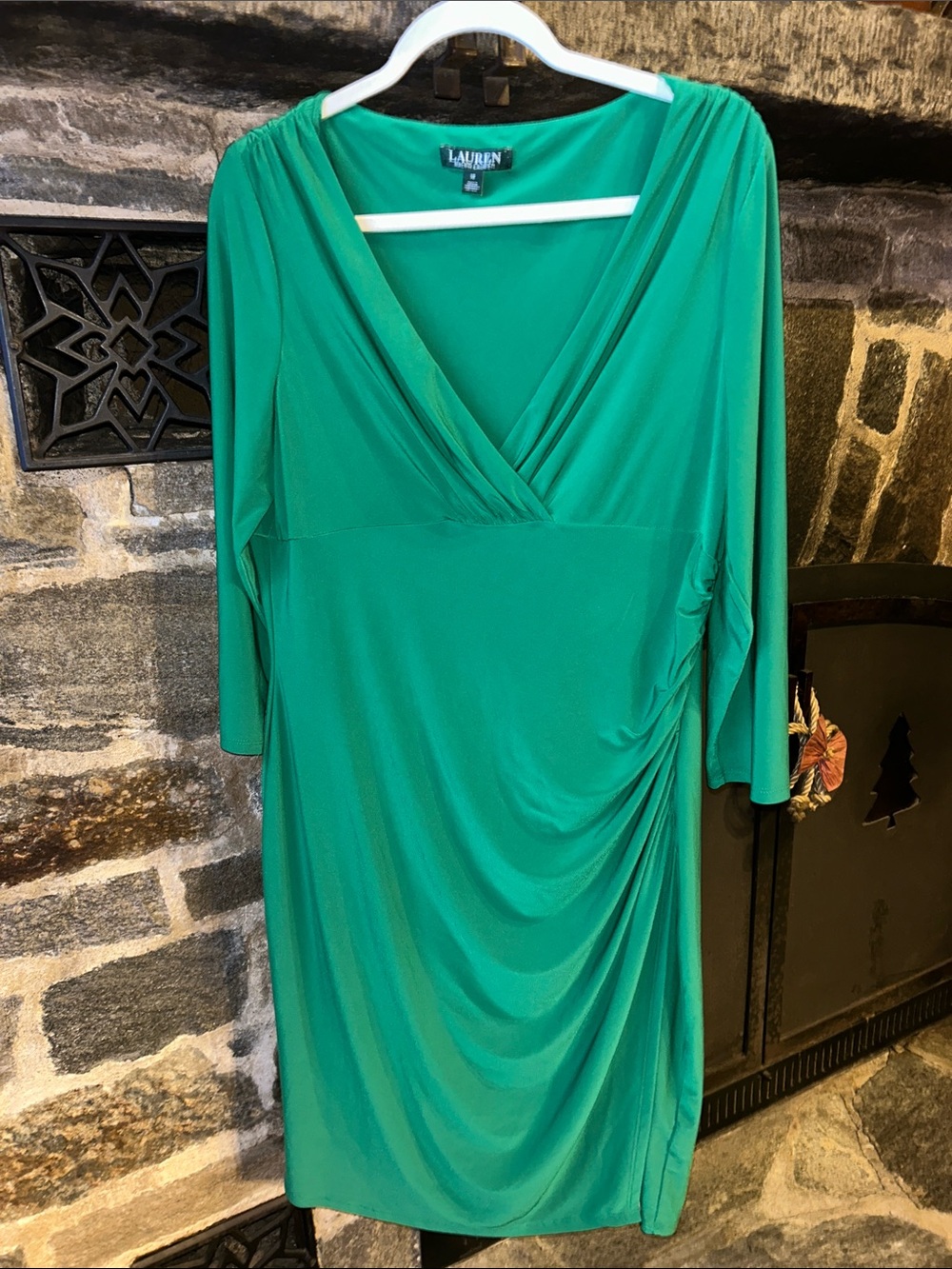 Ralph Lauren Green Wrap Bodycon Midi-Dress